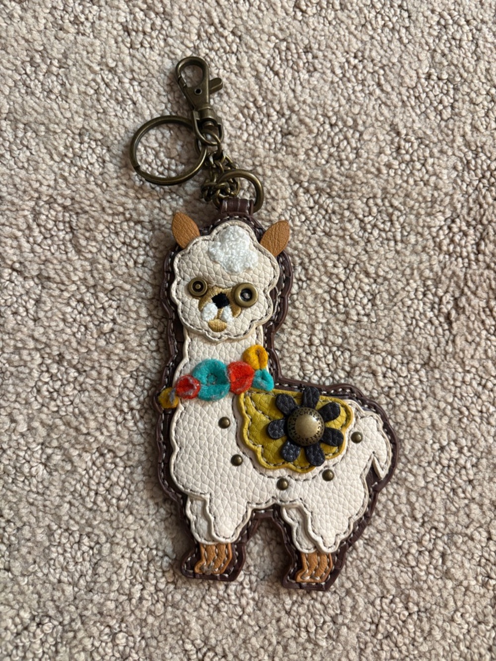 Chala Brown Woven Llama Keychain Charm